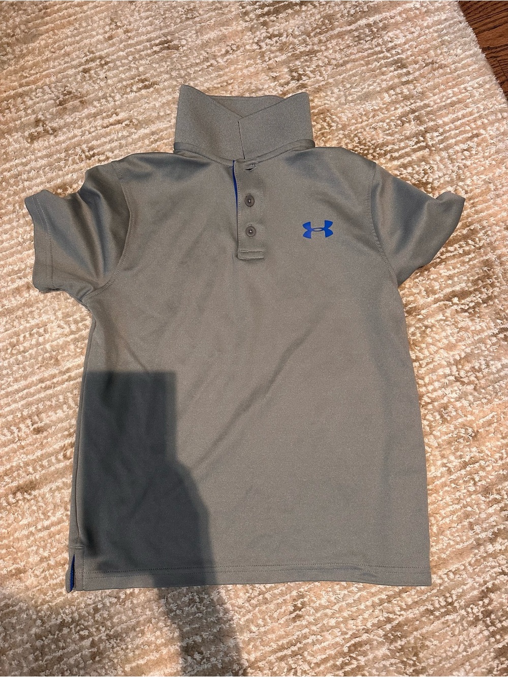 Under Armour Gray Polo with Blue Logo for Kids